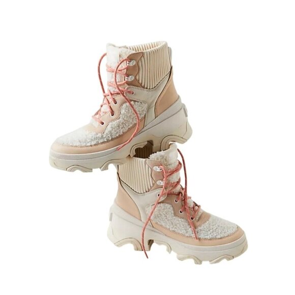 Sorel Brex Cozy Lace-Up Womens Boots Faux Fur Leather Beige Size 11 - Picture 14 of 15